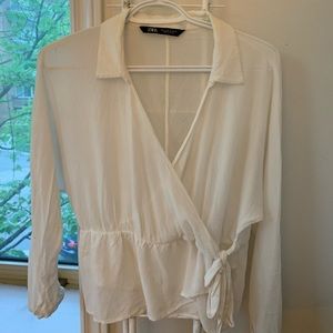 Zara - airy white wrap top with tie up
